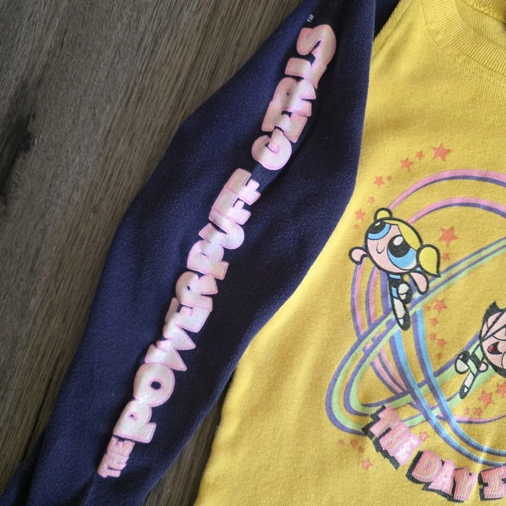 Vintage 2001‎ Youth Power Puff Girls Raglan LS Shirt Cartoon Network Size M